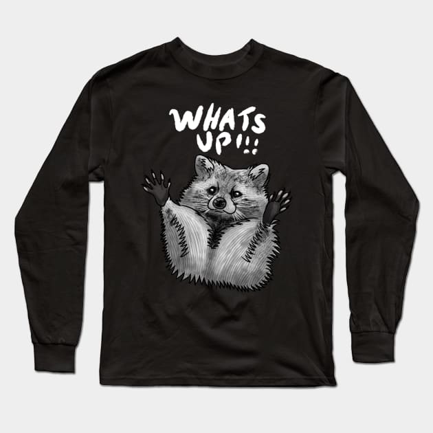 What's up Racoon Long Sleeve T-Shirt by Migite Art